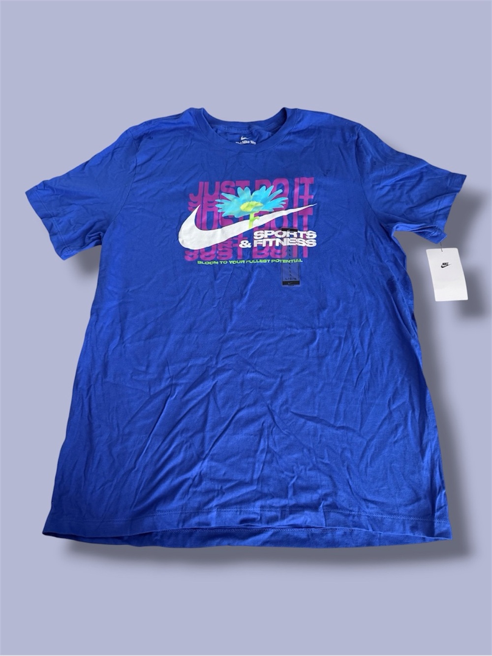 New! Nike Just Do It Blue Volt Green Daisy Flower (Large)